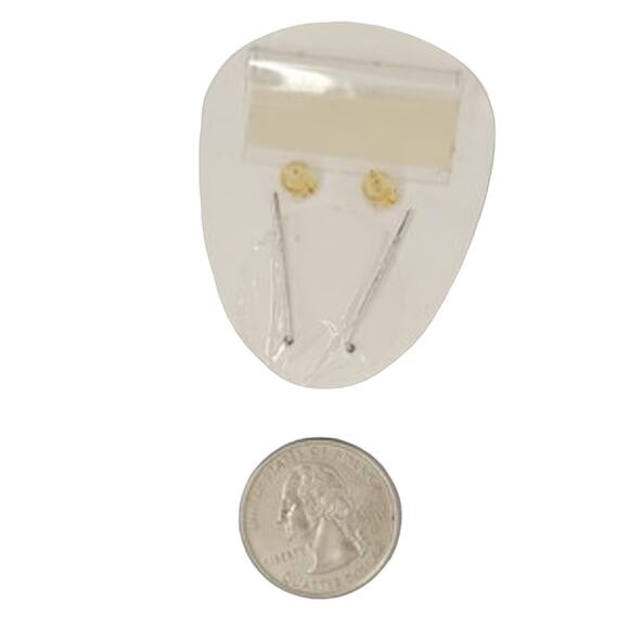 Double Pair Round Pave CZ Gold Plated .925 Cross Stud Bar Earring Pin - Picture 4 of 5